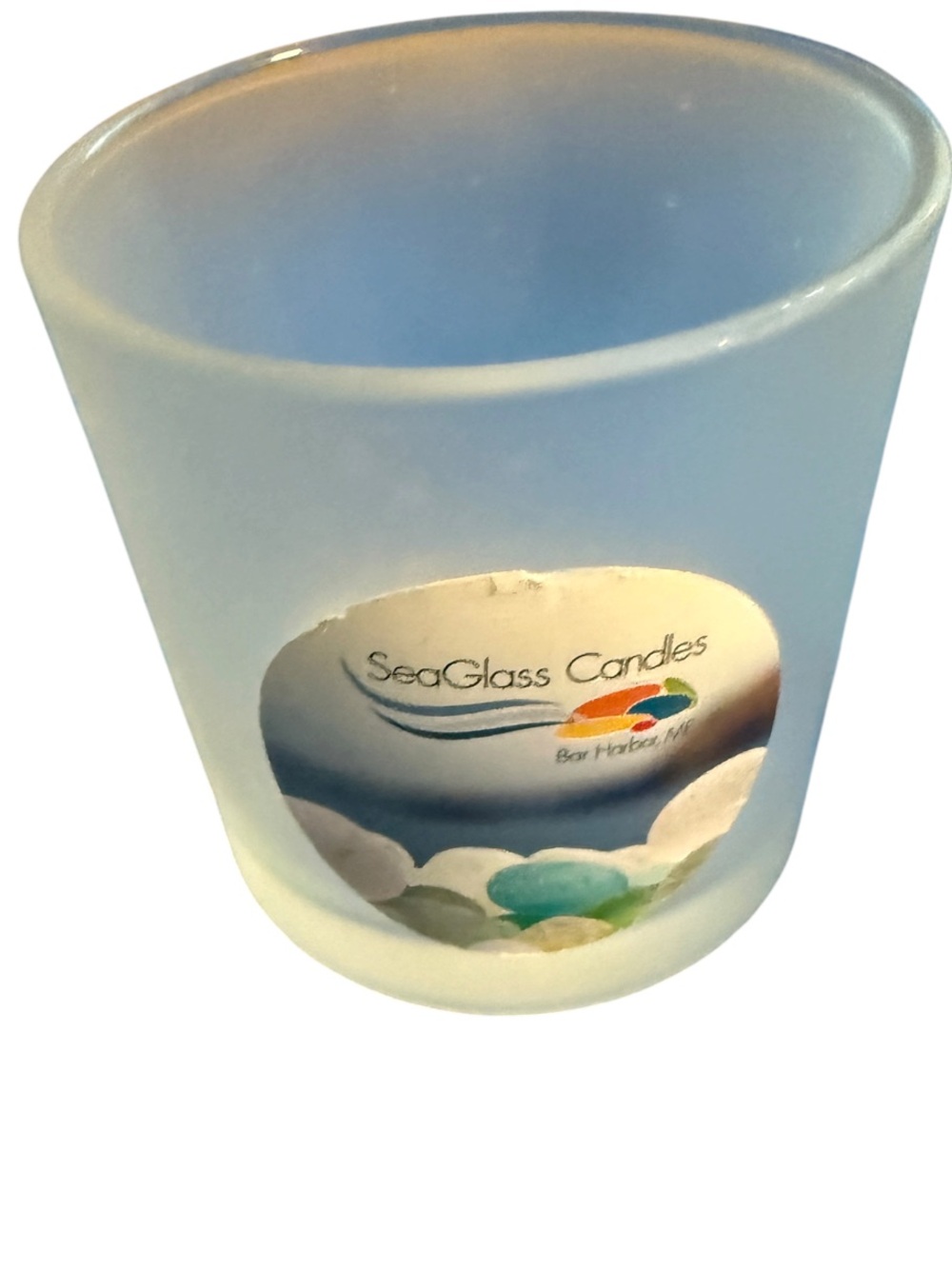 Empty Sea Glass Candles Bar Harbor Maine Frosted Glass Tumbler Jar for Crafts /
